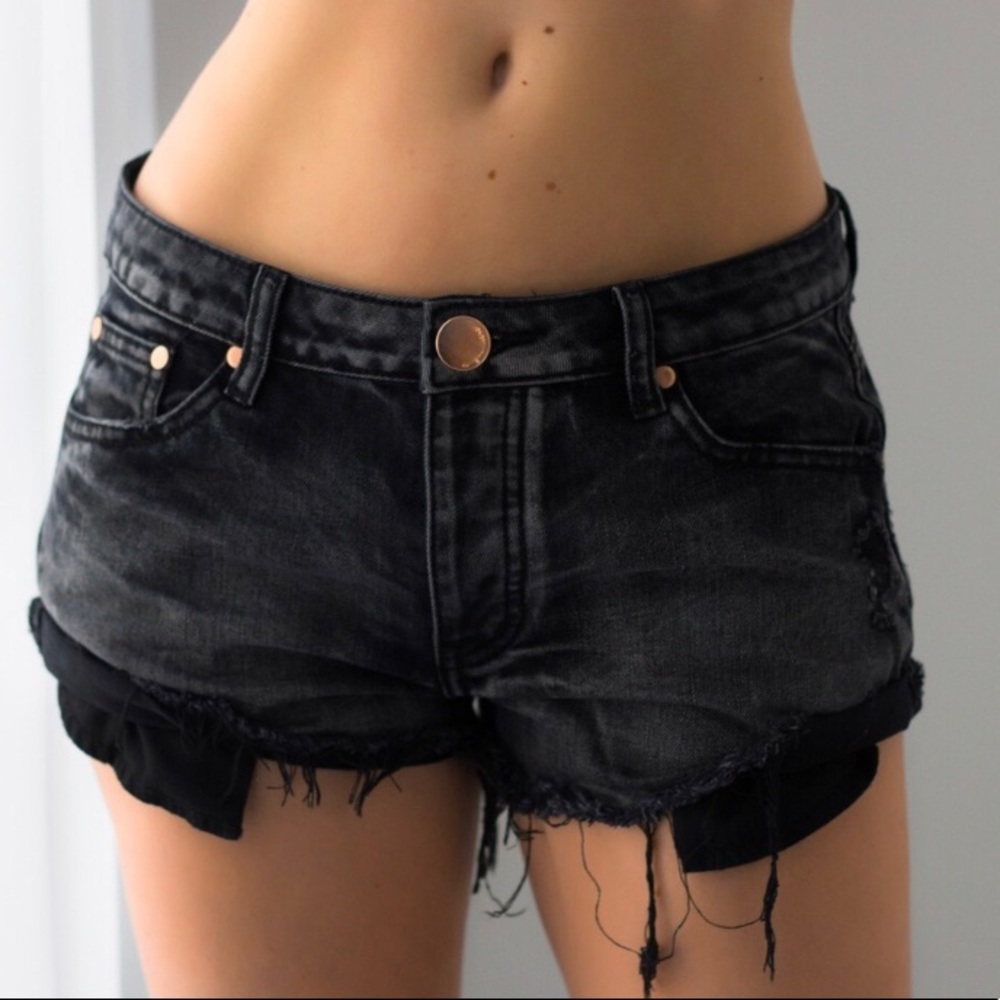 American Eagle Outfitters Black Distressed Denim